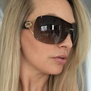 Authentic Gucci Rimless Crystal GG Wrap Sunglasses